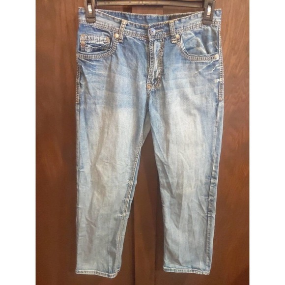 TK Axel Mens Blue Jeans 30 x 30 Treadwell Relaxed Straight Light wash denim - Picture 1 of 8